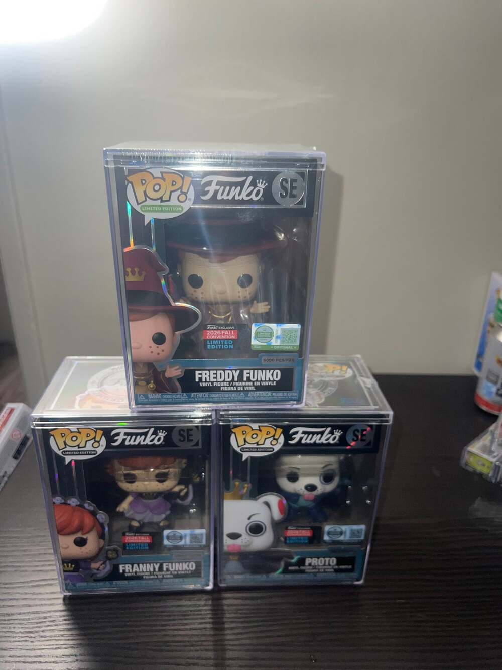 3 SE LIMITED EDITION EXC Funko Pops Wizard Freddy Fairy Franny Superhero Proto